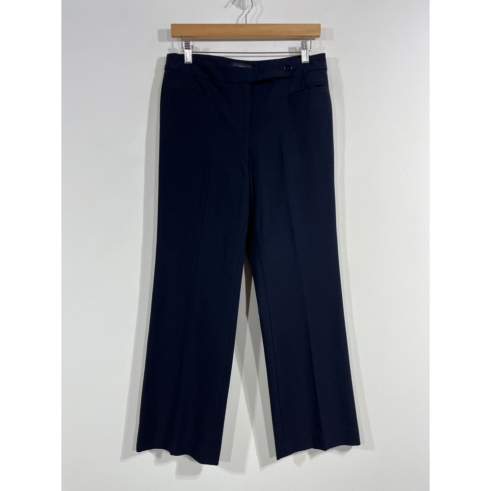 Talbots Curvy Fit Dress Pants Womens 4 Navy Blue Wide Leg Trousers Office Wear